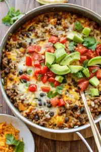 Mexican beef and rice skillet recipe