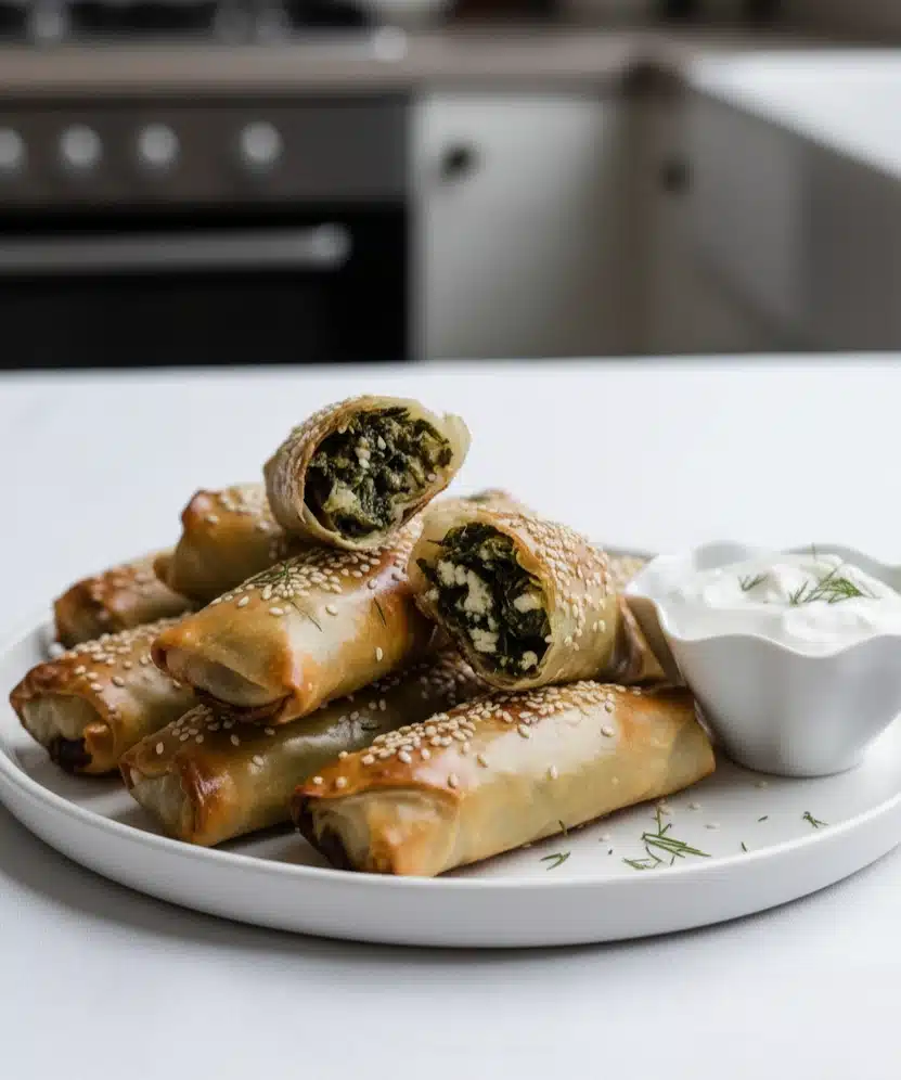 Spinach Feta Spring Rolls