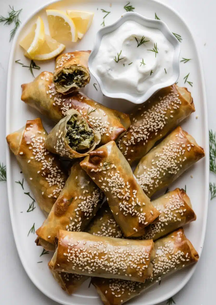 Spinach Feta Spring Rolls